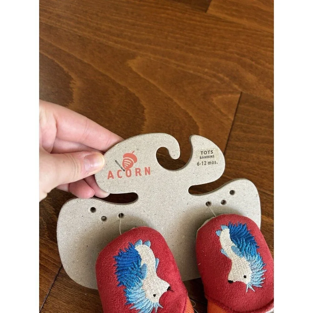 Acorn Baby Tots Hedgehog Baby Slippers Green Fur lined‎ NEW 6-12 Months
